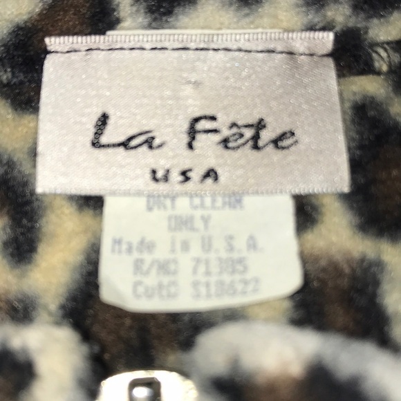 𝅺LA FETE Cheetah print vintage vest mandarin collar pouch pockets NEW size L - Picture 6 of 10